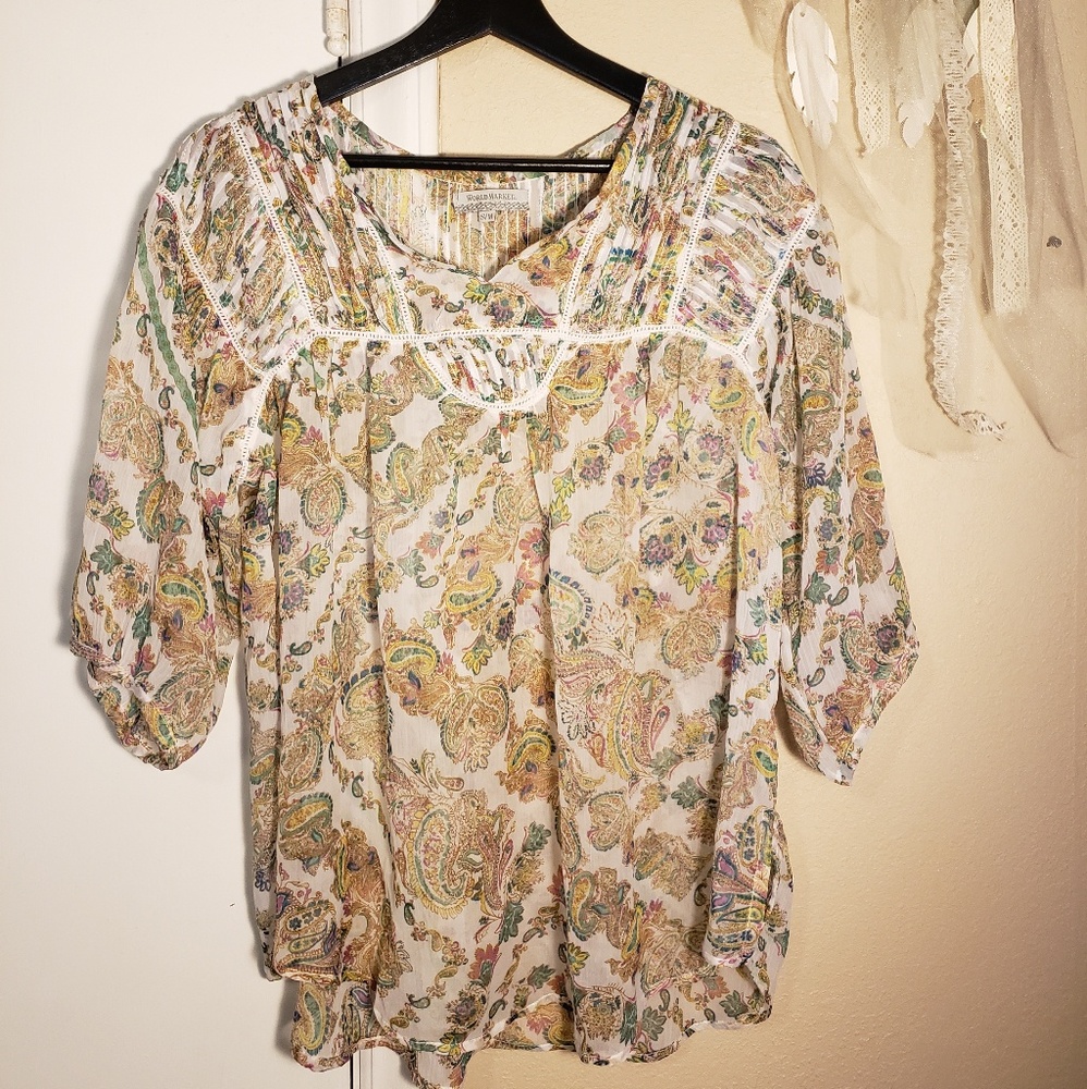 World Market Floral Blouse
